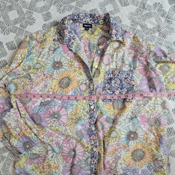 Gap Cotton Poplin Floral PJ Lounge Set Long Sleeve Button Down Drawstring Pant S - Picture 9 of 16